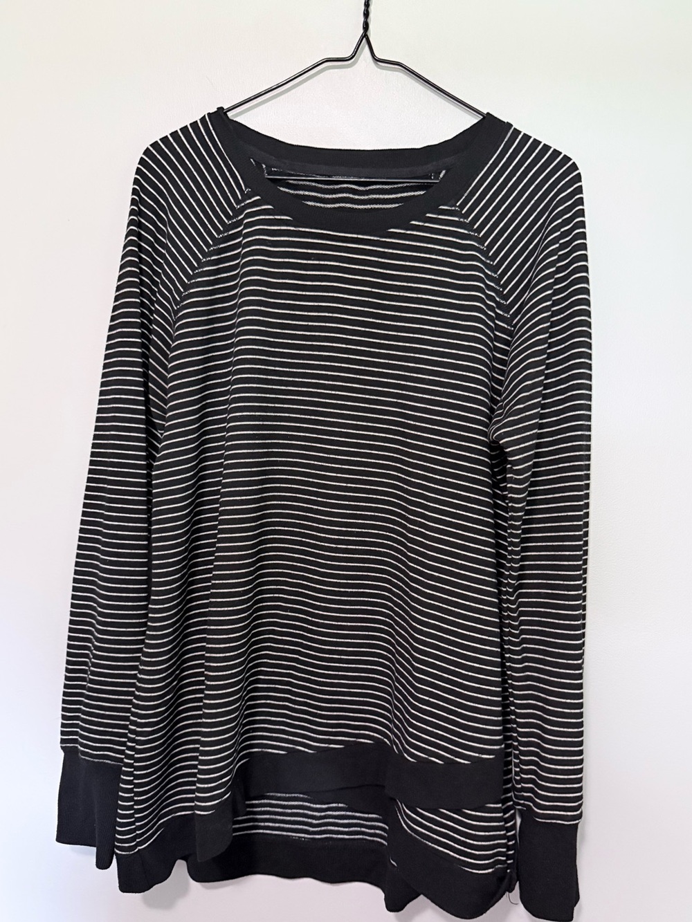 Danskin XL Black & White Striped Long-Sleeve Pullover
